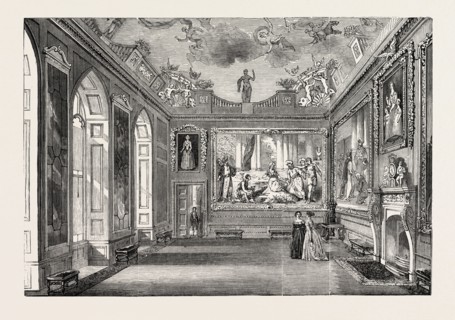 WINDSOR CASTLE: THE QUEEN'S PRESENCE CHAMBER, UK, 1851 engraving