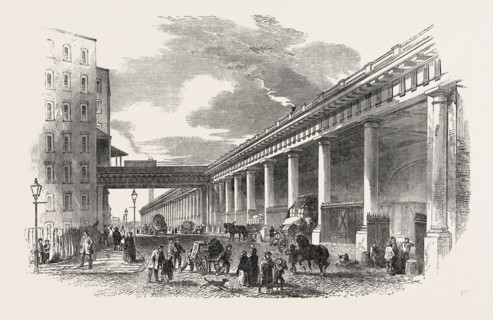 NEW IRON RAILWAY VIADUCT, AT MANCHESTER, UK, 1851 engraving