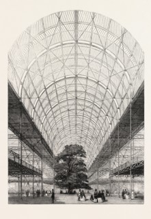 THE GREAT EXHIBITION, INTERIOR OF THE TRANSEPT OF THE CRYSTAL PALACE, LONDON, UK. VIEW LOOKING
