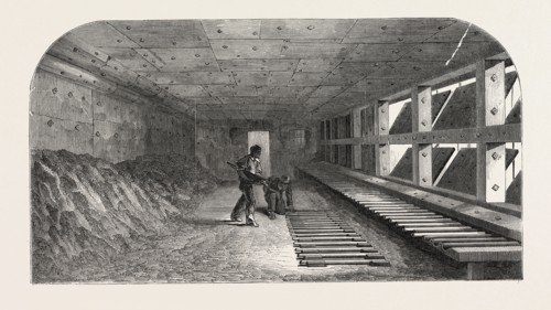 THE MANUFACTURE OF GUN BARRELS, AT BIRMINGHAM, UK: THE PROOF HOUSE, 1851 engraving