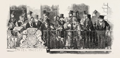 OPENING OF PARLIAMENT: SKETCH FROM THE LINE OF THE ROYAL PROCESSION, LONDON, UK, 1851 engraving