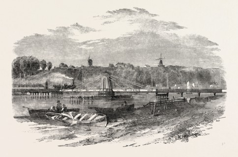 RYE SWING BRIDGE, ON THE SOUTH EASTERN RAILWAY, UK, 1851 engraving