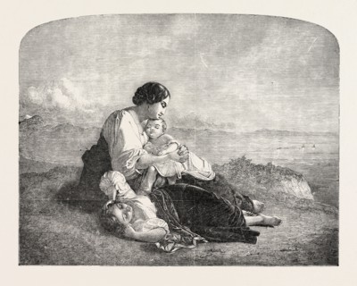 THE NEAPOLITAN FISHERMAN'S FAMILY, PAINTED BY RIEDEL, 1851 engraving