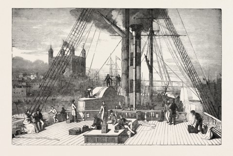 MARSHALL'S MOVING DIORAMA OF A TOUR THROUGH EUROPE, DEPARTURE OF THE 'JOHN BULL' STEAMER EXHIBITED
