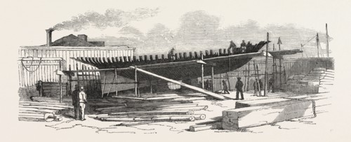 YACHT BUILDING AT NEW YORK TO COMPETE THE ENGLISH YACHTS AT COWES, UNITED STATES OF AMERICA, 1851