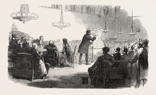 MEETING FOR THE REPEAL OF THE TAXES ON KNOWLEDGE, AT ST. MARTIN'S HALL, LONG ACRE, LONDON, UK, 1851