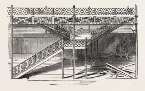 STAIRCASE OF THE GREAT EXHIBITION BUILDING, THE CRYSTAL PALACE, HYDE PARK, LONDON, UK, 1851