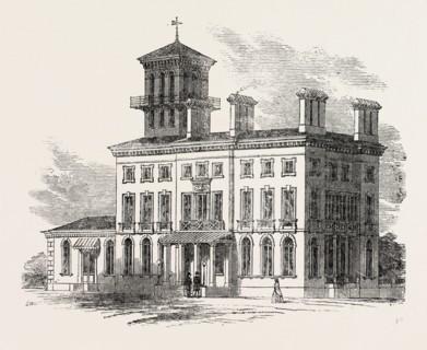 ASYLUM FOR IDIOTS, ESSEX HALL, COLCHESTER, UK, 1851 engraving
