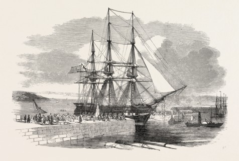 THE ST. LAWRENCE ENTERING SOUTHAMPTON DOCK, UK, 1851 engraving