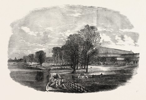 THE GREAT EXHIBITION BUILDING, THE CRYSTAL PALACE, IN HYDE PARK, LONDON, UK, SKETCHED FROM