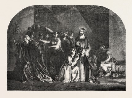 PETER DENYING CHRIST PAINTED BY ROBERT SCOTT LAUDER, SCOTTISH HISTORICAL PAINTER, EXHIBITION OF THE