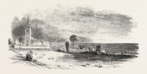WHITTLESEA MERE, FROM YAXLEY, UK, 1851 engraving