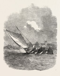 FERRY BOAT, LITTLE BELT, DENMARK, 1851 engraving