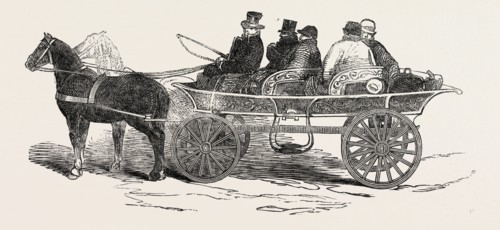 TRAVELLING CARRIAGE, DENMARK, 1851 engraving