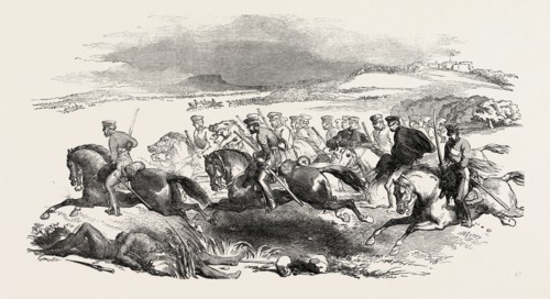 THE KAFFIR WAR: MAJOR-GENERAL SIR HARRY SMITH'S ESCAPE FROM FORT COX, SOUTH AFRICA, 1851 engraving