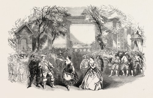 SCENE FROM LA MUTA DI PORTICI, AT HER MAJESTY'S THEATRE, HAYMARKET, LONDON, UK, 1851 engraving