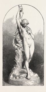 BOY AT A STREAM BY JOHN HENRY FOLEY, 1818-1874, 1851 engraving