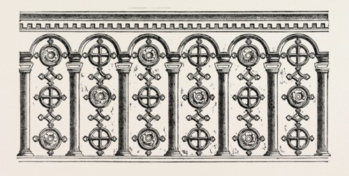 RAILING FOR A TOMB, COALBROOK DALE, BY COLE, SHROPSHIRE, ENGLAND, UK, 1851 engraving