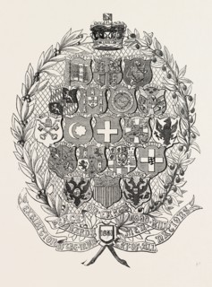 ENAMEL, ARMS OF ALL NATIONS, 1851 engraving
