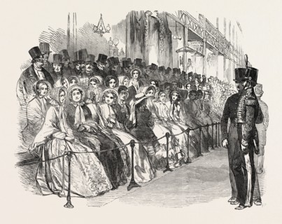 OPENING OF THE GREAT EXHIBITION, SKETCH IN THE NAVE, CRYSTAL PALACE, HYDE PARK, LONDON, UK, 1851
