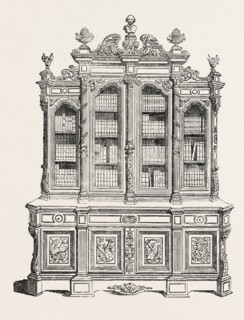 CARVED BOOKCASE, SOCIETE DES EBENISTES, 1851 engraving