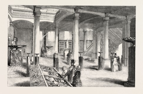 THE MUSEUM OF PRACTICAL GEOLOGY, THE GREAT HALL, 1851 engraving
