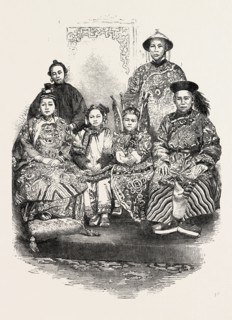 THE CHINESE FAMILY, IN THE EXHIBITION AT ALBERT GATE, UK, 1851 engraving