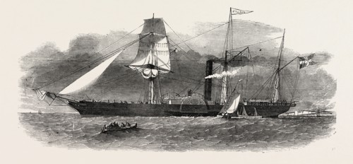 THE JYLLAND, DANISH GOVERNMENT STEAMER, 1851 engraving