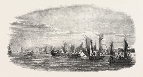 EMBARKATION OF SIR ANDRIES STOCKENSTROM, AT CAPE TOWN, SOUTH AFRICA, 1851 engraving