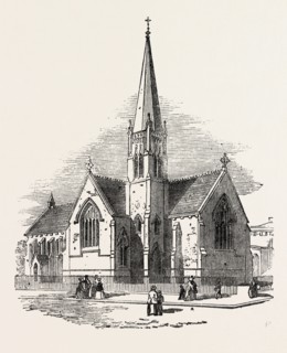 ST. MATTHEW'S CHURCH, LOWER ROAD, ISLINGTON, LONDON, UK, 1851 engraving