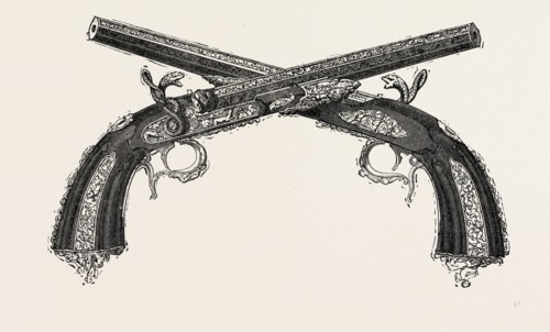 PISTOLETS D'HONNEUR, BY DEVISME, 1851 engraving