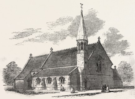 NEW CHURCH, AT LAMBOURNE WOODLANDS, BERKSHIRE, UK, 1851 engraving