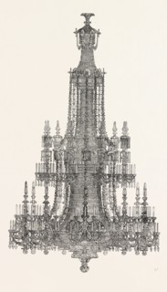 CHANDELIER, BY PERRY, BOND STREET, LONDON, UK, 1851 engraving
