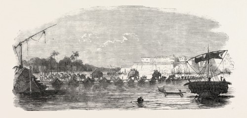 LINE OF RAILWAY FROM CALCUTTA TO DELHI: FORTRESS OF ALLAHABAD, BRIDGE OF BOATS ACROSS THE JUMNA,