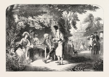 EXHIBITION OF THE ROYAL ACADEMY: AN AWKWARD POSITION, GOLDSMITH AT WHITE CONDUIT HOUSE, PAINTED BY
