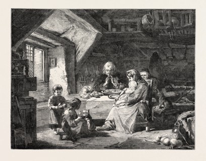 EXHIBITION OF THE BRITISH INSTITUTION, THE GRACE PAINTED BY F. GOODALL; SAYING A PRAYER BEFORE