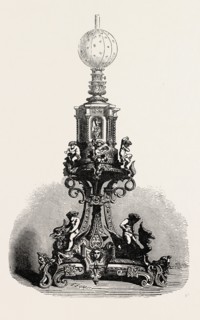 LAMP IN GOLD AND SILVER, BY M. VITTOZ, 1851 engraving