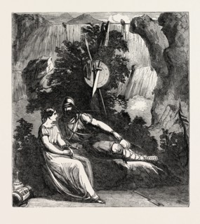 SCENE FROM THE NEW PLAY OF INGOMAR, AT DRURY LANE THEATRE, LONDON, UK, 1851 engraving