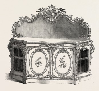 WHITE AND GOLD CABINET, MR. INGRAM, BIRMINGHAM, 1851 engraving