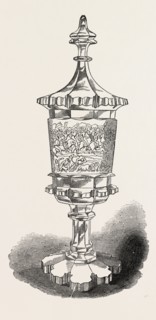 ENGRAVED GLASS GOBLET, BY BOHM, 1851 engraving