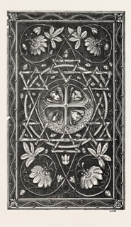 BIBLE COVER, IN METAL, BY MESSRS. LEIGHTON, HARP ALLEY, 1851 engraving