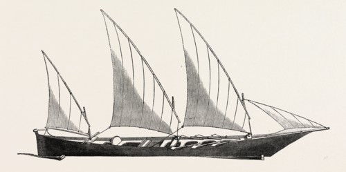 THE GREAT EXHIBITION, CRYSTAL PALACE, HYDE PARK, LONDON, UK: MODEL OF A SAMPAN, IN THE EAST INDIA