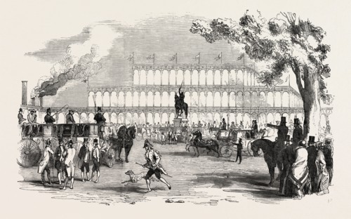 COLOSSAL STATUE OF RICHARD COEUR DE LION, WESTERN END OF THE GREAT EXHIBITION BUILDING, UK, 1851