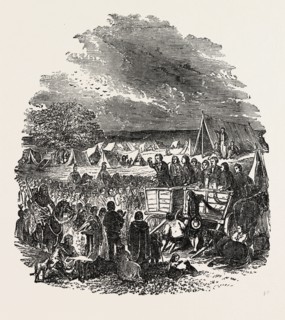 JOSEPH SMITH PREACHING IN THE WILDERNESS., THE MORMONS, 1851 engraving