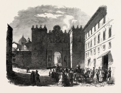ENGLISH PROTESTANT PLACE OF WORSHIP AT ROME, ITALY, 1851 engraving