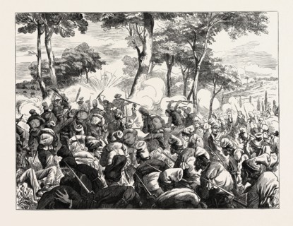 THE CIVIL WAR IN SPAIN: BAYONET CHARGE OF REPUBLICAN VOLUNTEERS AT BERGA, 1873 engraving