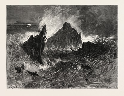 NORTH ROCK, BERMUDA, 1873 engraving