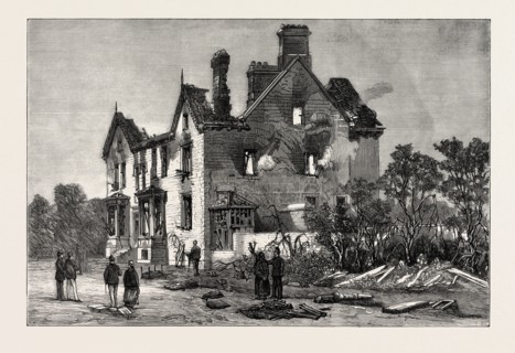 COLONEL JACKSON'S HOUSE, WILPSHIRE, NEAR BLACKBURN, AFTER THE ATTACK, UK