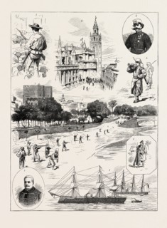 THE CIVIL WAR IN SPAIN: 1. A SEVILLE INSURGENT. 2. BARRICADE CLOSE TO THE CATHEDRAL, SEVILLE. 3.
