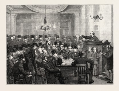 A LIVERPOOL WOOL SALE, UK, 1873 engraving